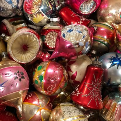 Glass ornaments and holiday decor on display at Recycled Christmas