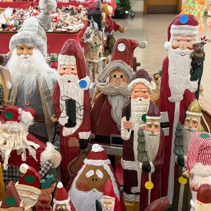 Santa figurines and seasonal decorations on sale